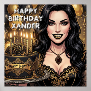 Poster Bannière personnalisée d'anniversaire de vampire g