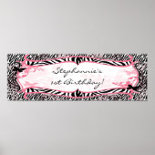 Poster Bannière personnalisée de 22,5 po x 7,5 po Zebra (Devant)