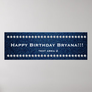 Poster Bannière personnalisée de fête d'anniversaire Deni
