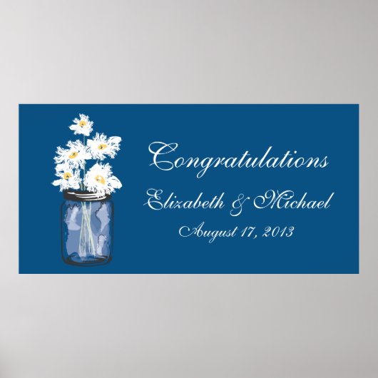 Poster Bannière Pot de Mason et Marguerites Blanches (Devant)