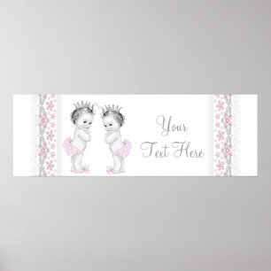 Poster Bannière pour Baby Shower de Jumelles Filles