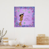 Poster Bannière Princesse Baby shower Lilac Turquoise ros (Cuisine)