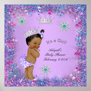 Poster Bannière Princesse Baby Shower Lilas Sarcelle Rose