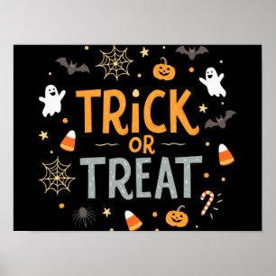 Poster Bannière treak ou treat jour d'Halloween