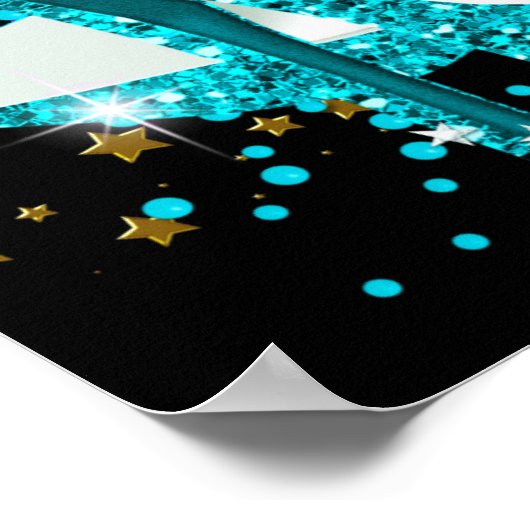 Poster Bannière turquoise HOT PINK Fête d'anniversaire 2 (Coin)