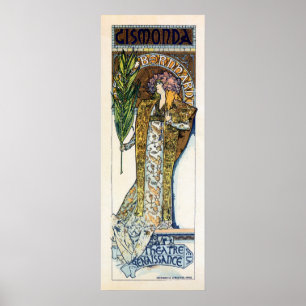 Poster Bannière verticale Alfons Mucha Sarah Bernhard
