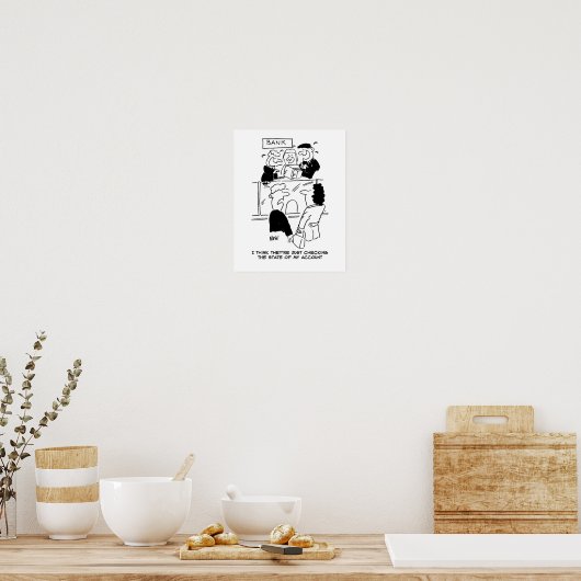 Poster Banques. Vérification de l'état d'un compte bancai (Cuisine)
