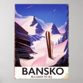 Poster Bansko Bulgarie À Ski (Devant)