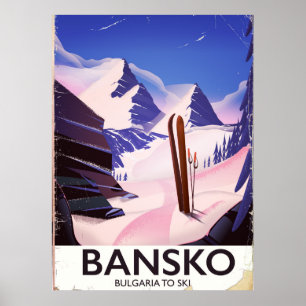 Poster Bansko Bulgarie à skier