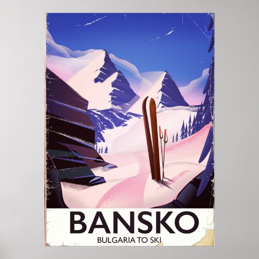Poster Bansko Bulgarie Pour Skier (Devant)