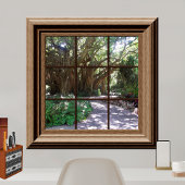 Poster Banyan Tree Fake Window Scène Relaxant Vert
