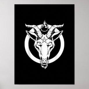 Poster Baphomet de chèvre foncée, Satanique Lucifer Beelz
