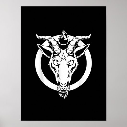Poster Baphomet de chèvre foncée, Satanique Lucifer Beelz (Devant)