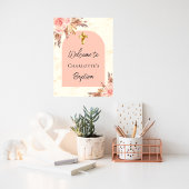 Poster Baptême blush rose or pampas herbe arche bienvenue