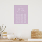 Poster Baptême de fille de croix blanche violet signe de (Cuisine)