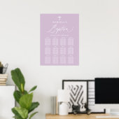 Poster Baptême de fille de croix blanche violet signe de (Bureau à domicile)