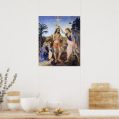 Poster Baptême du Christ par Verrocchio, Léonard de Vinci (Cuisine)