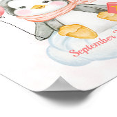 Poster Baptême mignon Aquarelle Bébé Pingouin rose Bienve (Coin)