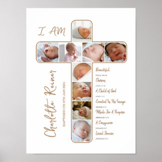 Poster Baptême Photo Collage de crucifix Forme