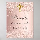 Poster Baptême rose gold bienvenue (Devant)