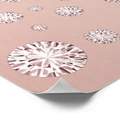 Poster Baptême rose or rose fleurs fille bienvenue (Coin)