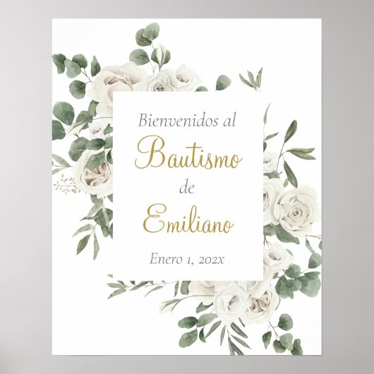 Poster Baptême signe de bienvenue en espagnol (Devant)