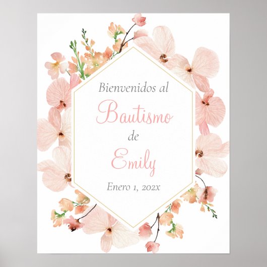 Poster Baptême signe de bienvenue en espagnol (Devant)