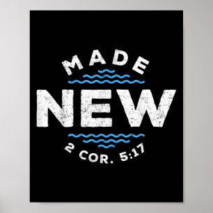 Poster Baptême vintage Rendu Nouveau En Christ Foi Chréti