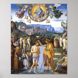 Poster Baptism of Christ Sistine Chapel - Pietro Perugino
