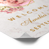Poster Baptism Photo Girl Gold Pink Orchids Welcome Sign (Coin)