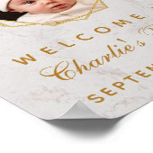 Poster Baptism Photo Greenery Marble Gold Welcome Sign (Coin)