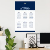 Poster BAPTISM TABLE PLAN 6 tableaux marine moderne Poste (Bureau à domicile)