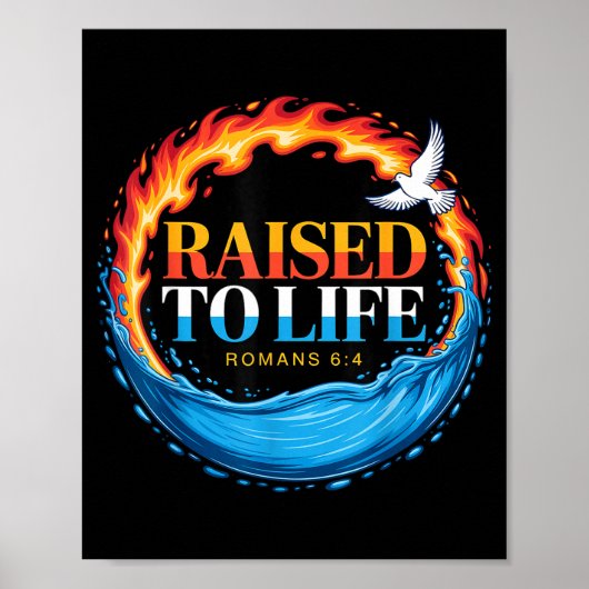 Poster Baptized Raised To Life Romans 6-4 Christian Bapti (Devant)