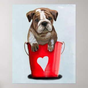 Poster Baquet d'amour Bulldog Rouge