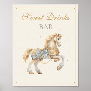 Poster Bar à boissons Cheval de carrousel vintage