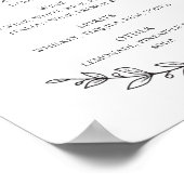 Poster Bar à boissons mariage feuillage noir et blanc (Coin)