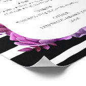 Poster Bar à boissons noir et blanc mariage. Floral pourp (Coin)