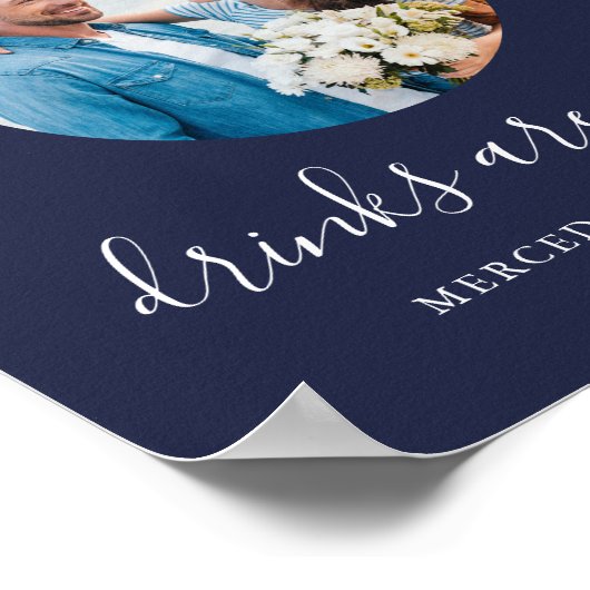 Poster Bar à Boissons Ouvert Personnalisé Photo Bleu Nuit (Coin)