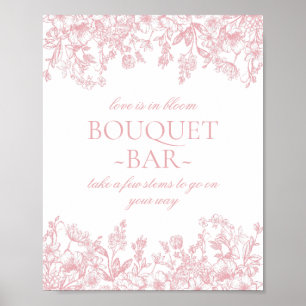 Poster Bar à bouquet de mariage floral Chinoiserie rose v