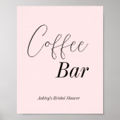 Poster Bar à café Blush Rose Mariage Shower (Devant)