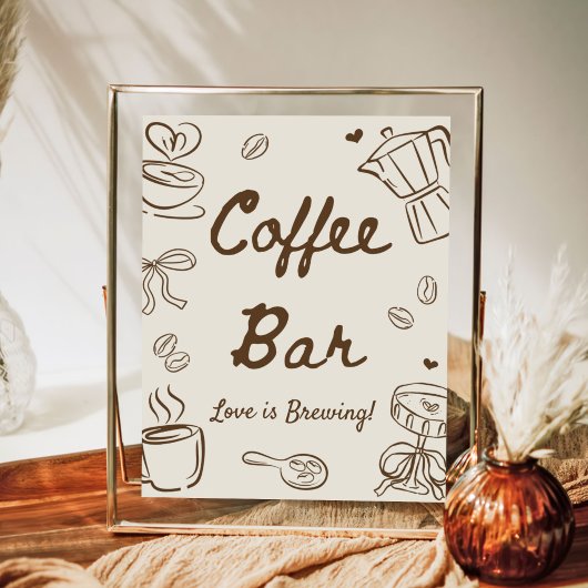 Poster Bar à café pour Baby Shower : L'amour se prépare
