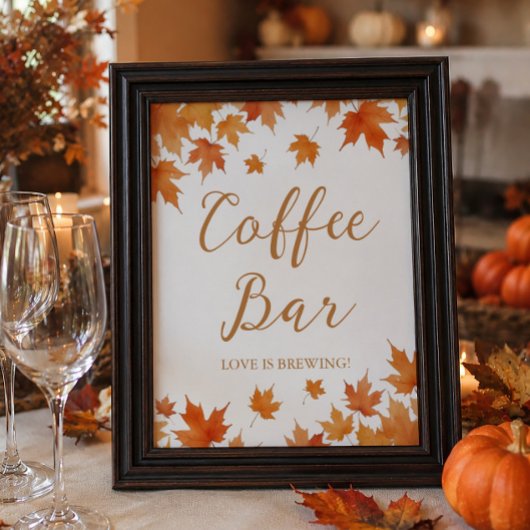 Poster Bar à café pour une baby shower automnale de maria