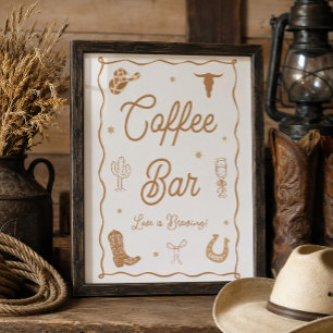 Poster Bar à café pour une douche de mariée occidentale