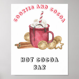 Poster Bar à chocolat chaud pour baby shower Cookies et c