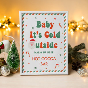 Poster Bar à Chocolat Chaud pour Baby Shower de Noël