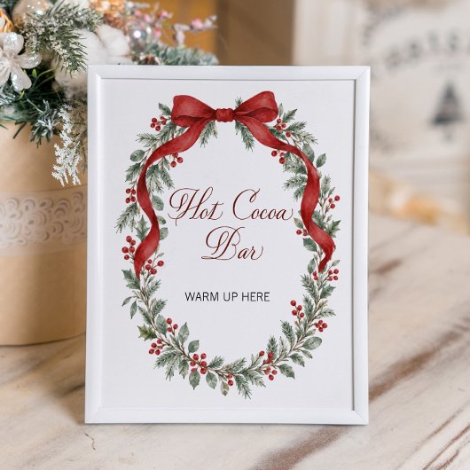 Poster Bar à chocolat chaud pour mariage de Noël