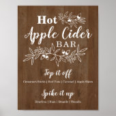 Poster Bar à cidre de pomme chaude en bois Menu Mariage (Devant)