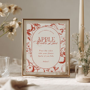 Poster Bar à cidre de pomme pour la mariée parfaite