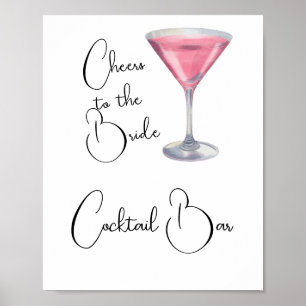 Poster Bar à cocktails aquarelle enterrement de vie de je