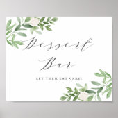 Poster Bar à Desserts de Mariage avec Feuillage et Fleurs (Devant)